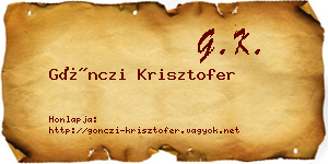 Gönczi Krisztofer névjegykártya